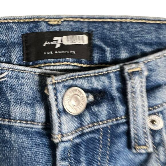 7 For All Mankind Peggi Tapered Straight High Rise Blue Denim Jeans Size 25 - Picture 5 of 15